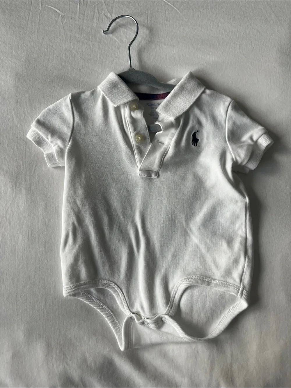 Ralph Lauren Baby Polo Bodysuit - White with Navy Pony